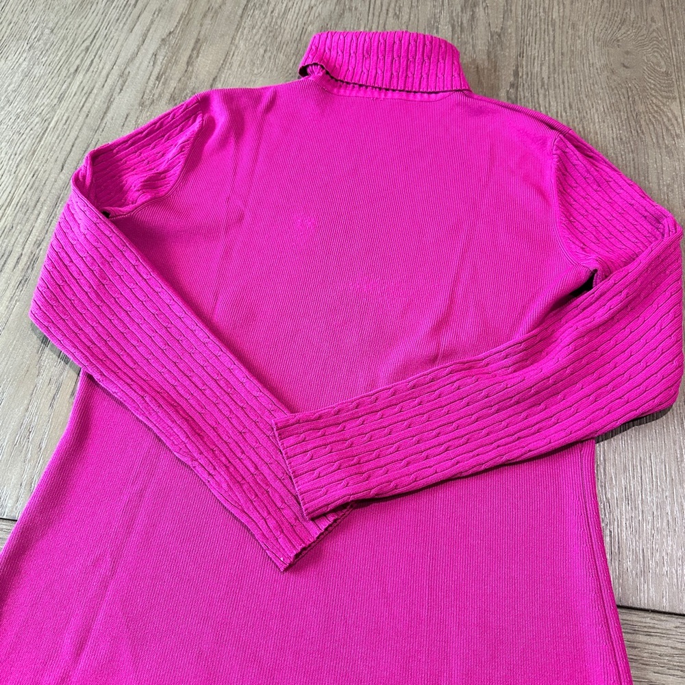 Venini Cable Knit Turtleneck Sweater Size Large Pink - Picture 4 of 5